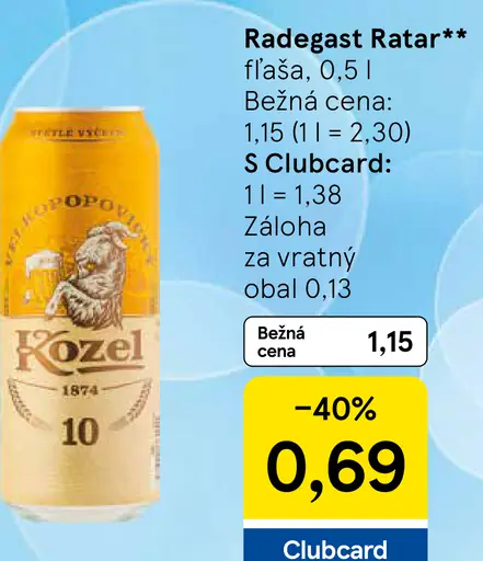 Velkopopovický Kozel pivo 10° plechovka