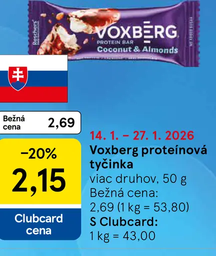 Voxberg proteínová tyčinka kokos a mandle