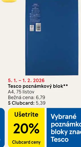 Tesco poznámkový blok A4