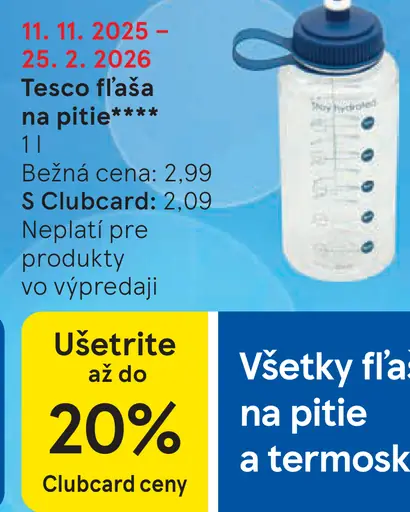 Tesco fľaša na pitie