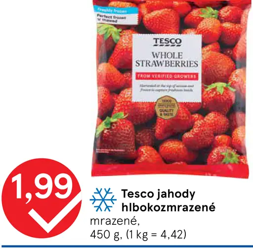 Tesco jahody hlboko zmrazené