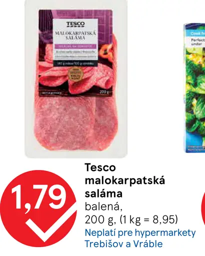 Tesco malokarpatská saláma balená