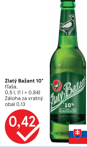 Zlatý Bažant 10° fľaša plechovka