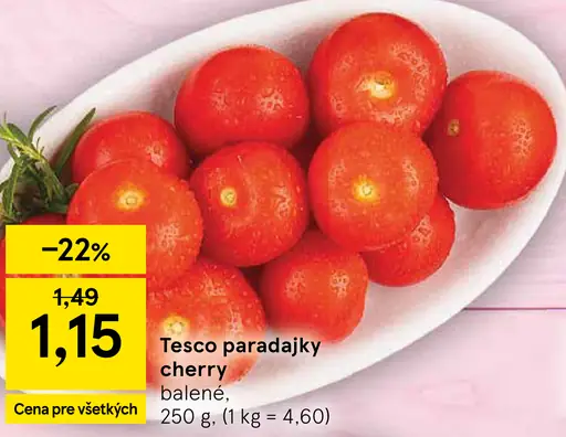 Tesco paradajky cherry na stopke