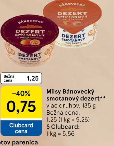 Milsy Báňovecký smotanový dezert