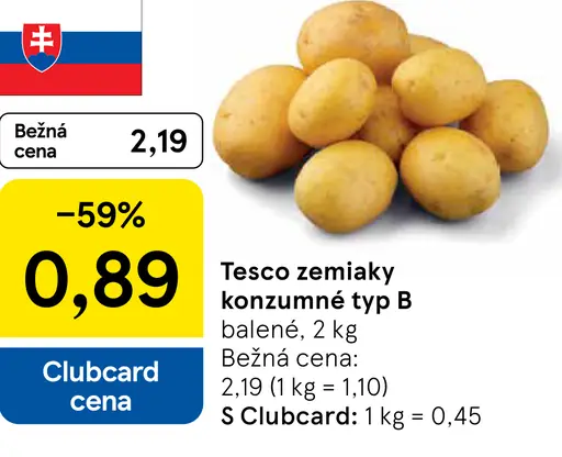 Tesco zemiaky konzumné typ B balené