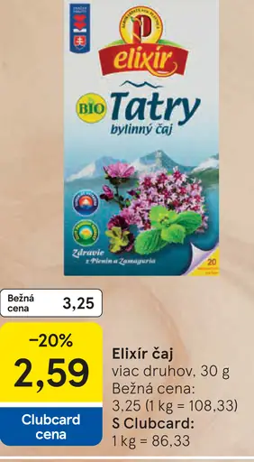 Elixír Tatra bylinný čaj