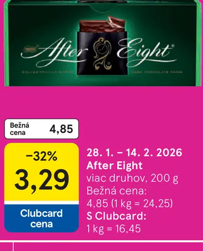 After Eight čokoládové tyčinky