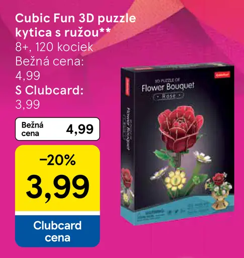 Cubic Fun 3D puzzle kytica s ružou