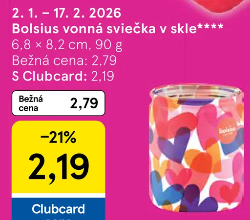 Bolsius vonná sviečka v skle