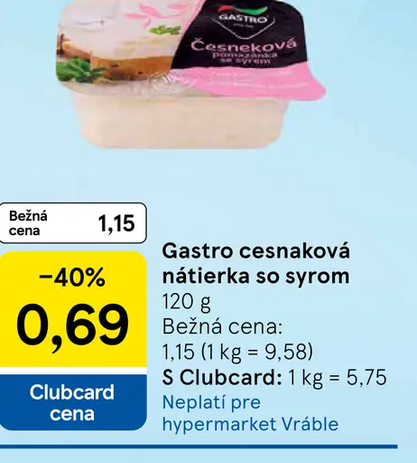 Gastro cesnaková nátierka so syrom