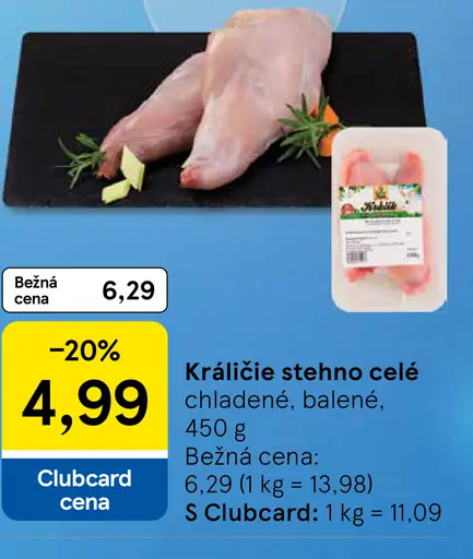 Králik stehná celé chladené balené