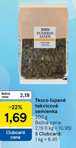 Tesco lúpané tekvicové semienka