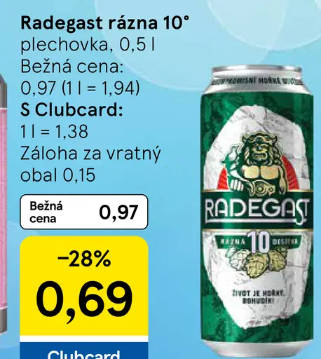 Radegast rázná 10 plechovka pivo