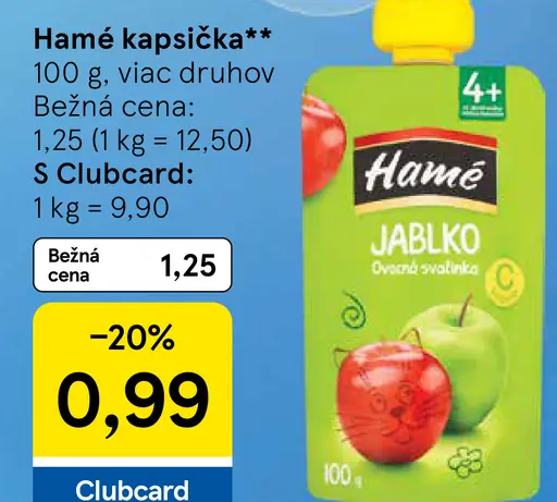 Hamé kapsička ovocné pyré