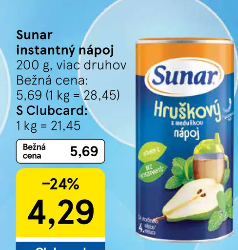 Sunar instantný nápoj hruškový pre deti