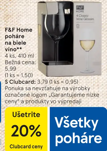 F&F Home poháre na biele víno