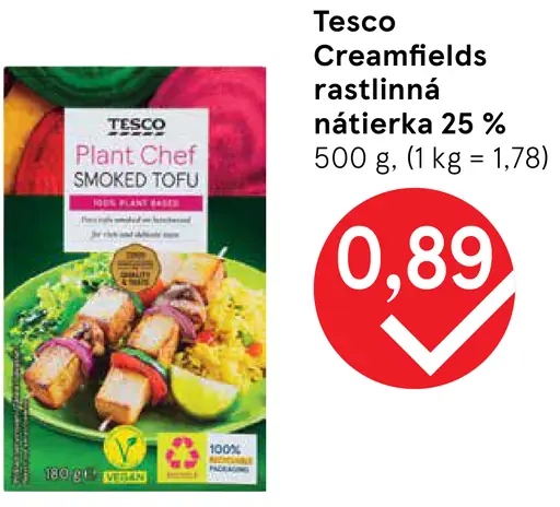 Tesco Creamfields rastlinná nátierka 25%