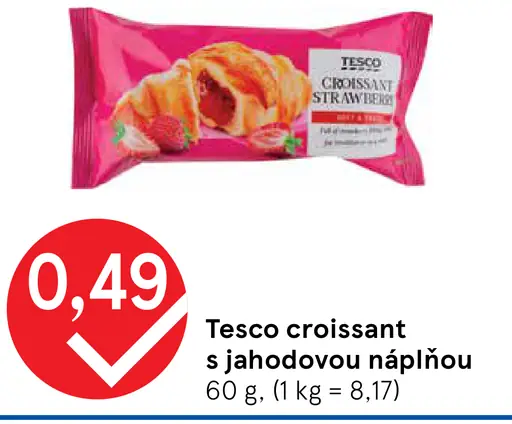 Tesco croissant s jahodovou náplňou