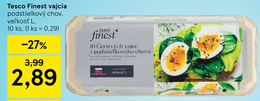 Tesco Finest vajcia podstielkový chov, veľkosť L