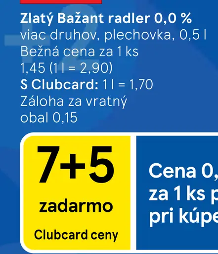 Zlatý Bažant radler 0,0 % plechovka