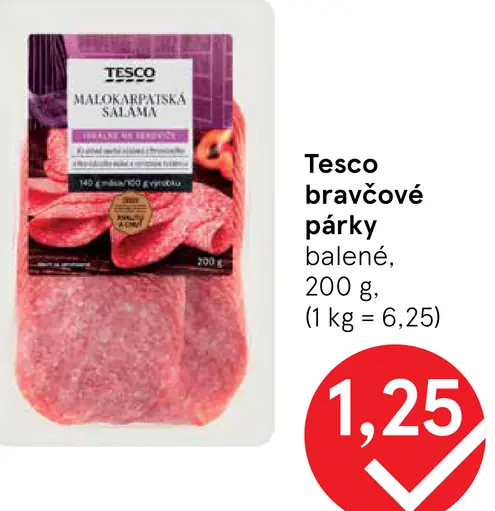Tesco malokarpatská saláma balená