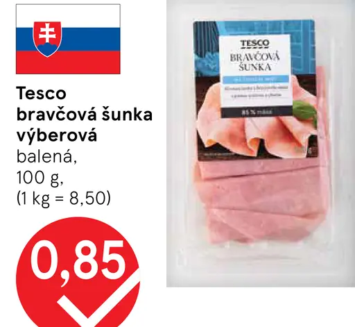 Tesco bravčová šunka výberová balená