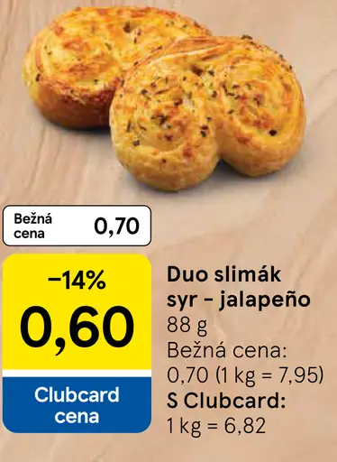 Tesco Duo slimák syr – jalapeño pečivo