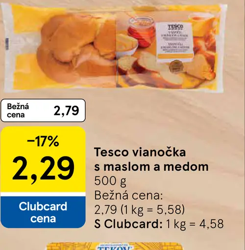 Tesco vianočka s maslom a medom