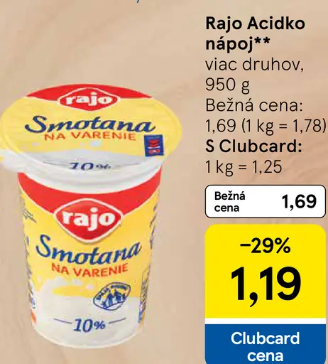 Rajo Smotana na varenie 10%