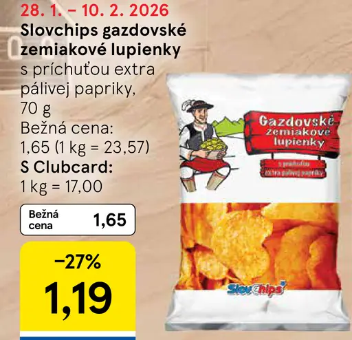 Slovchips gazdovské zemiakové lupienky s príchuťou extra pálivej papriky