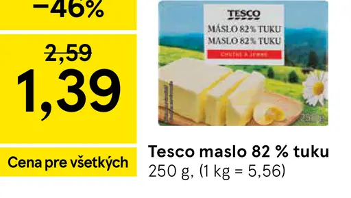 Tesco maslo 82% tuku