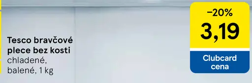 Tesco bravčové plece bez kosti chladené, balené
