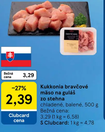 Kukkonia bravčové mäso na guláš zo stehna