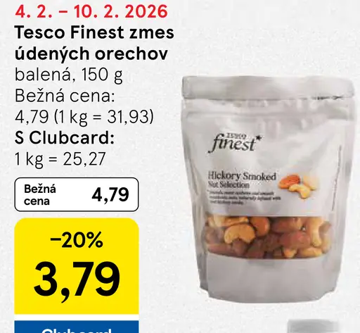 Tesco Finest zmes údených orechov balená