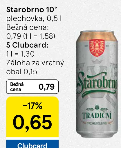 Starobrno 10° plechovka