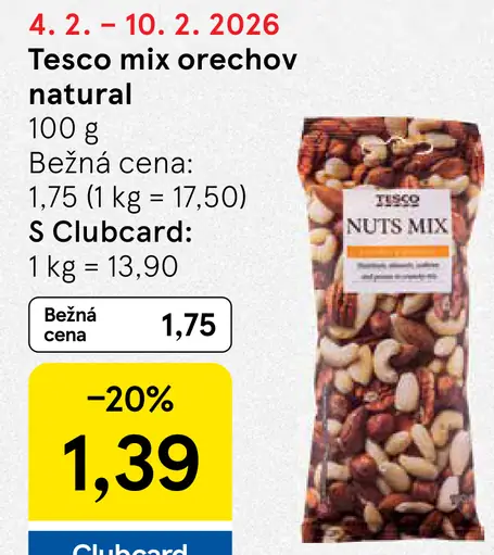 Tesco mix orechov natural