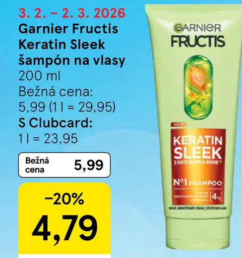 Garnier Fructis Keratin Sleek šampón na vlasy