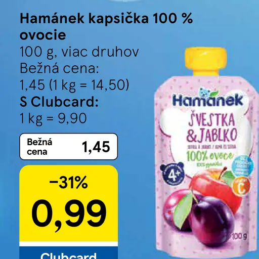 Hamánek kapsička 100% ovocie švestka a jablko