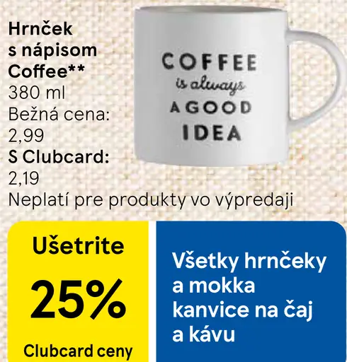 Hrnček s nápisom Coffee