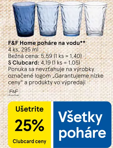 F&F Home poháre na vodu