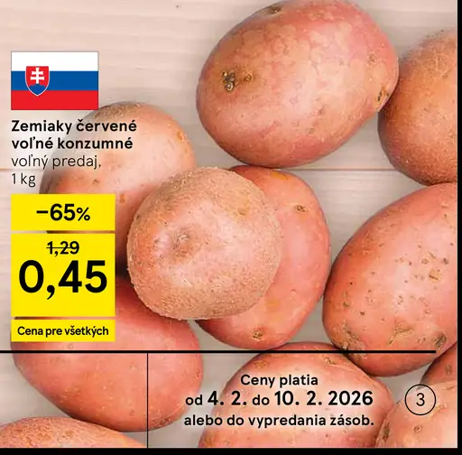 Zemiaky červené voľné konzumne