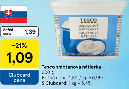 Tesco smotanová nátierka