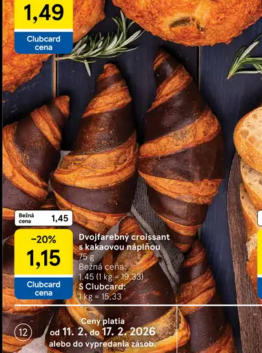 Brioškový croissant s kakaovou náplňou