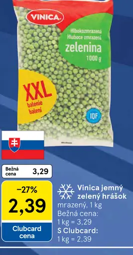 Vinica jemný zelený hrášok mrazený