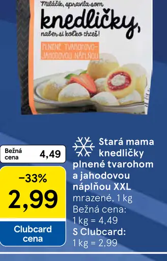 Stará mama knedličky plnené tvarohom a jahodovou náplňou XXL mrazené