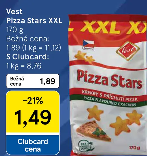 Vest Pizza Stars slané krekry s príchuťou pizza