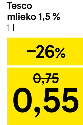Tesco polotučné mlieko 1,5%