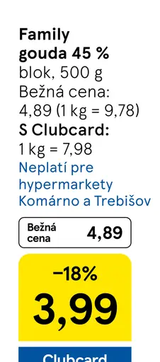 Family gouda 45 % blok