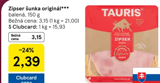 Tauris Zipser šunka originál balená